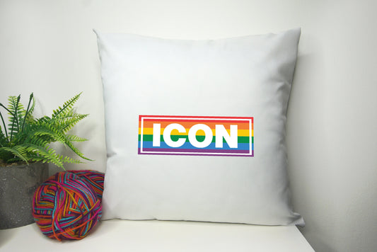 ICON Rainbow Pride Flag Cushion Cover 40cm by 40cm - No filling - Home Decor Pillowcase - Festival Merch