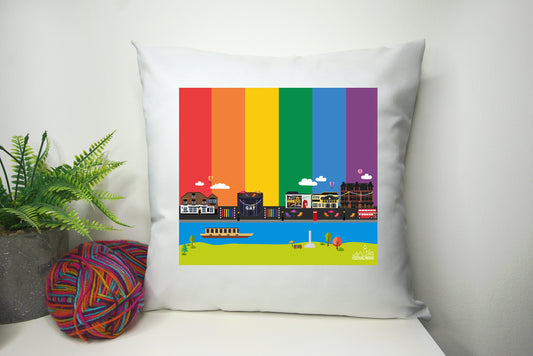 Canal Street Manchester Cushion Cover 40cm by 40cm - No filling - Manchester Pride flag lgbt Gay Village Pillowcase - Festival Merch