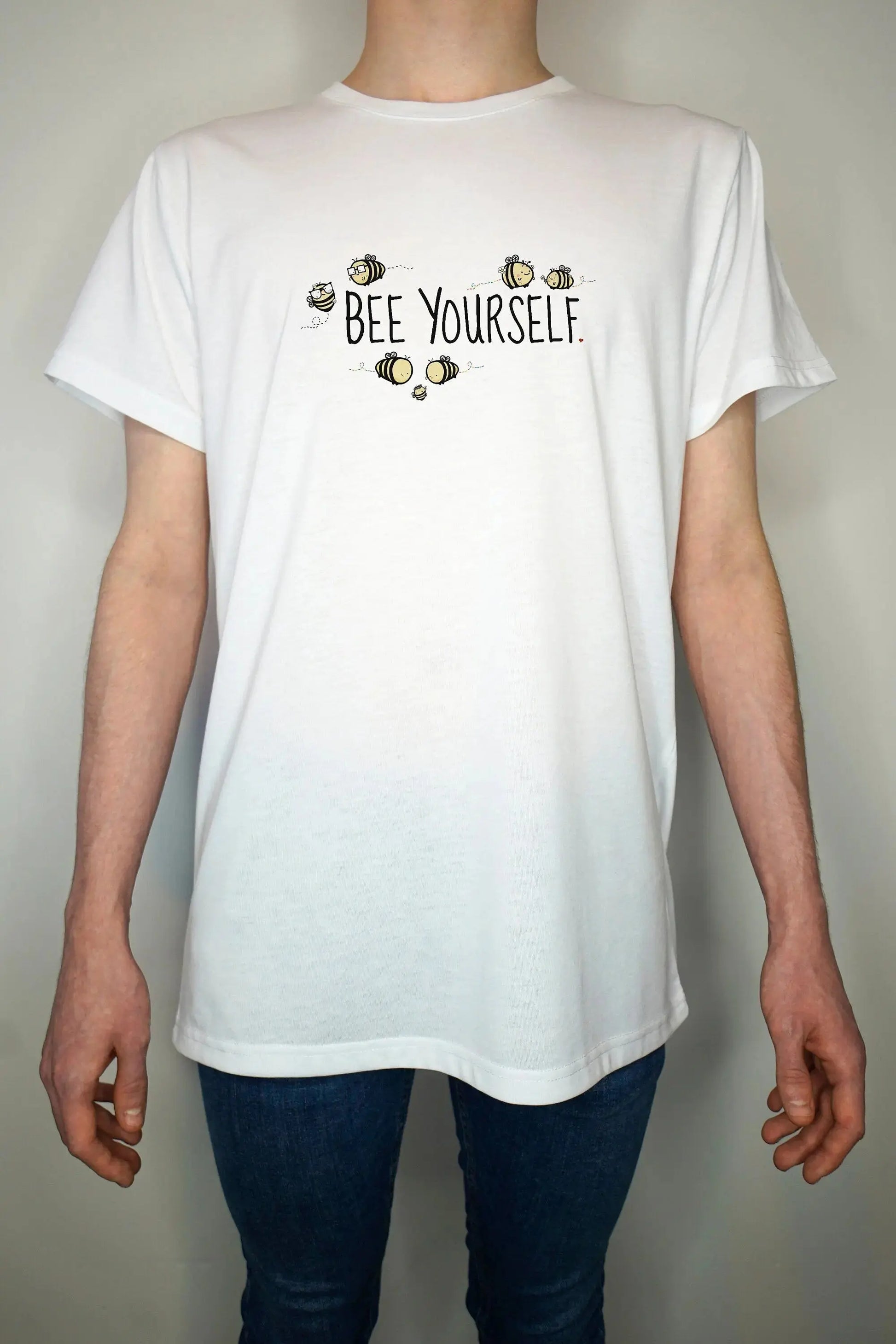 Bee yourself Tshirt - Manchester Pride Rainbow Flag equality cartoon bumblebee - Premium Quality Summer Light weight 65/35 Polyester Cotton