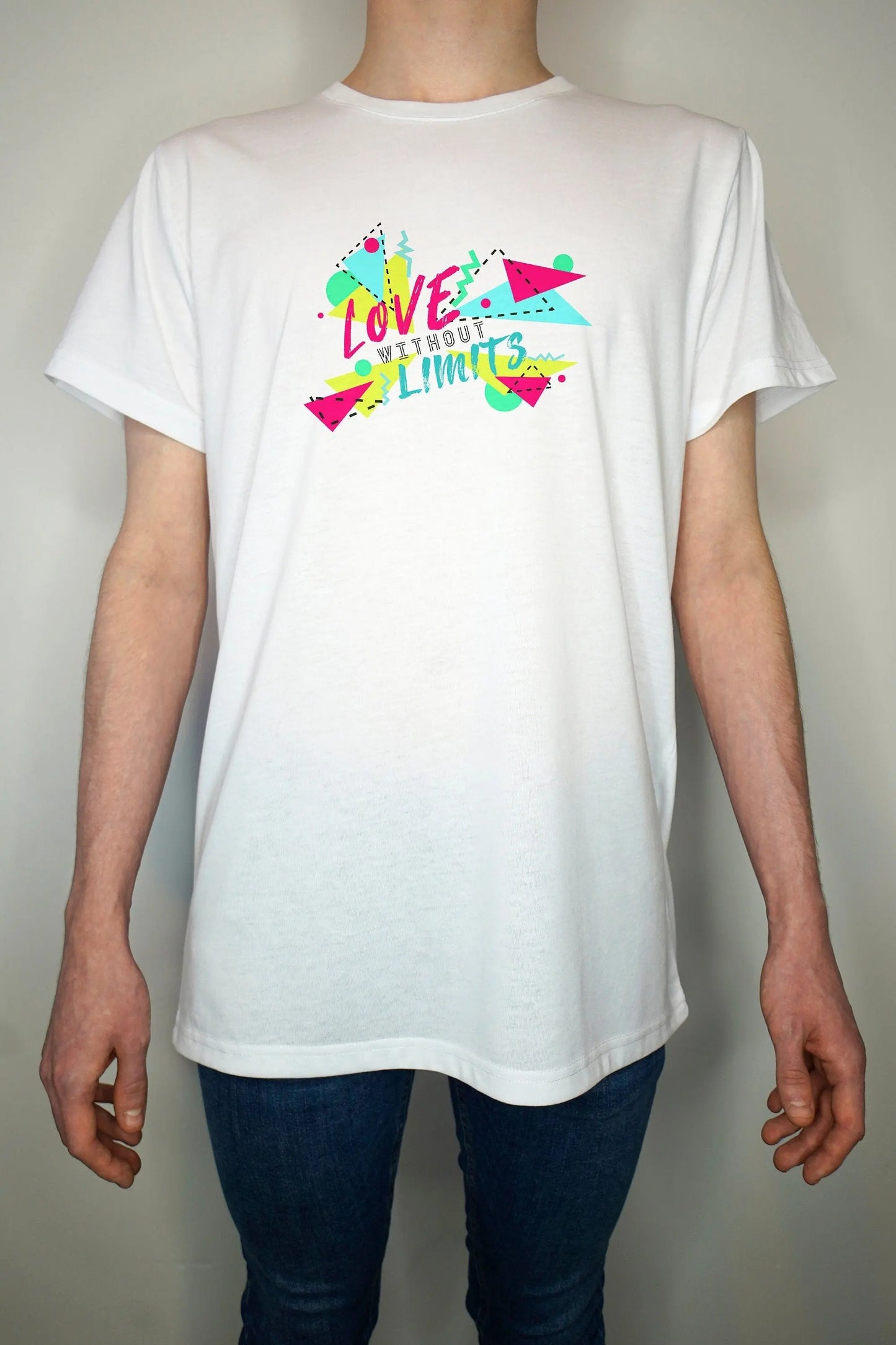 Love without limits T shirt - 80s retro memphis art pride - Premium Quality Summer Light weight 65/35 Polyester Cotton