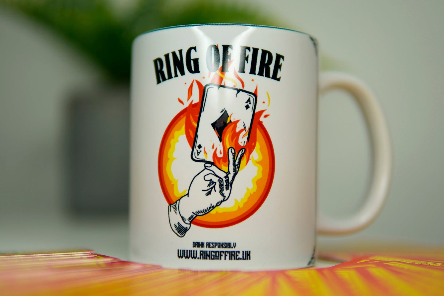 Ring of Fire Game Mug (Unofficial) 11oz Kings Cup - Freshers week University student gift Card Drinking game playing cards - Festival Merch