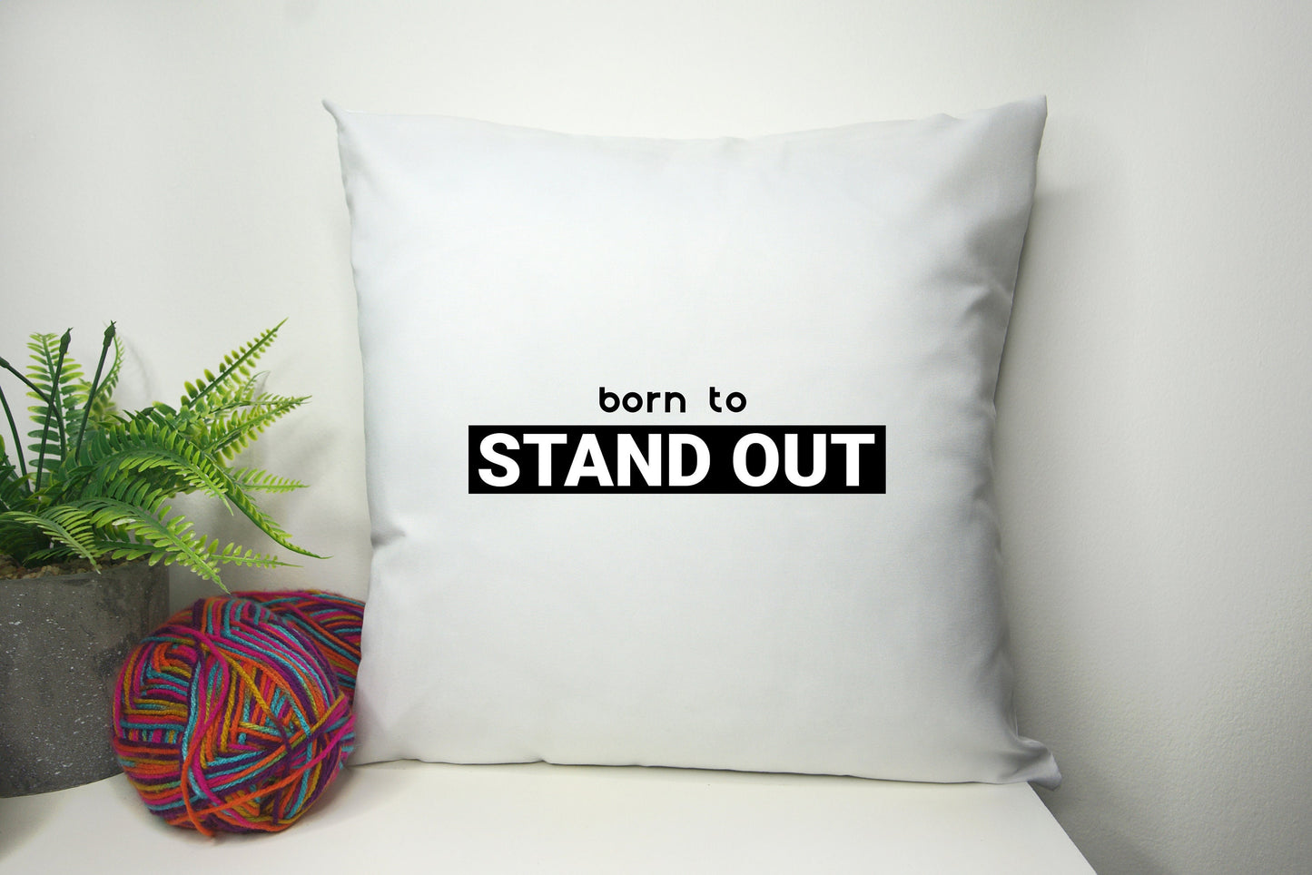 Pride Cushion Cover 40cm by 40cm Polyester - No filling - Quote Typography Positive message Born to stand out - Pillowcase - Festival Merch