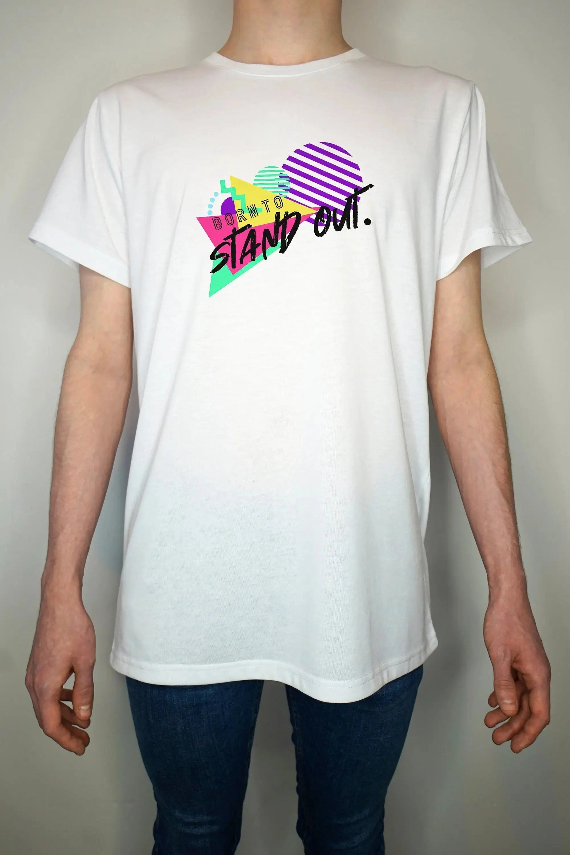 Born to stand out T shirt - 80s retro memphis art pride - Premium Quality Summer Light weight 65/35 Polyester Cotton