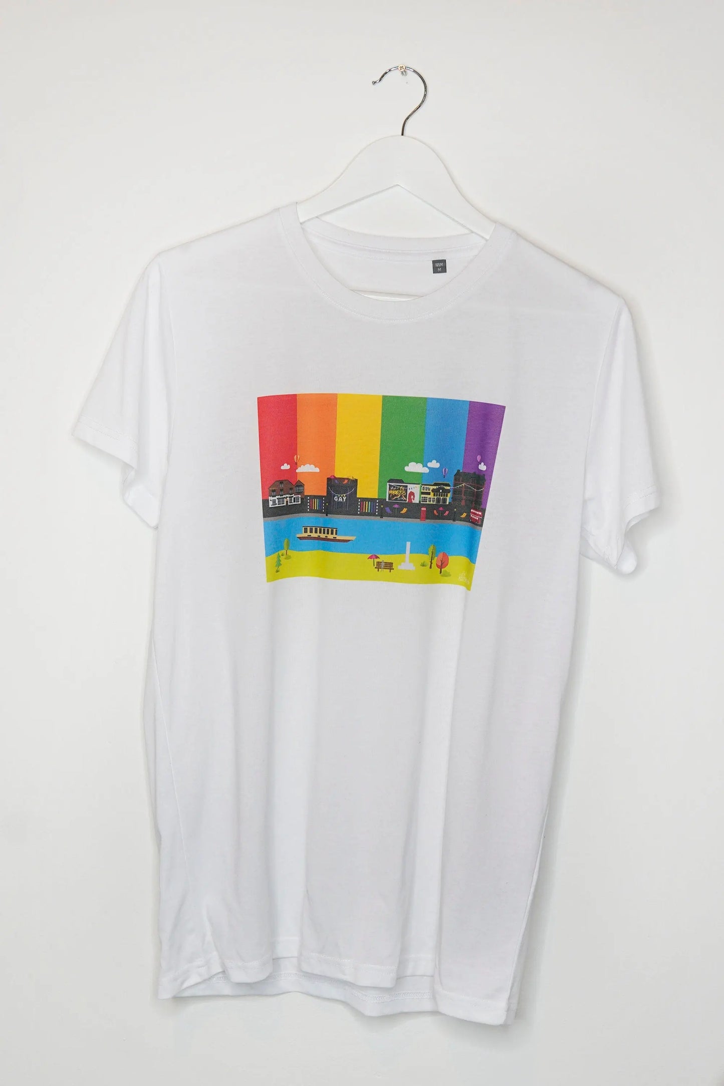Pride T shirt Manchester Pride UK - Canal street Gay Village Print - Premium Quality - rainbow flag lgbt gay bi transgender lesbian