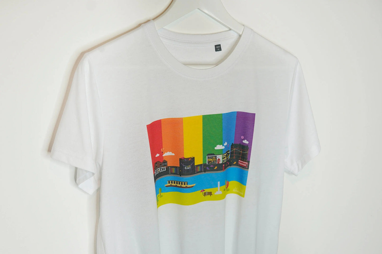 Pride T shirt Manchester Pride UK - Canal street Gay Village Print - Premium Quality - rainbow flag lgbt gay bi transgender lesbian
