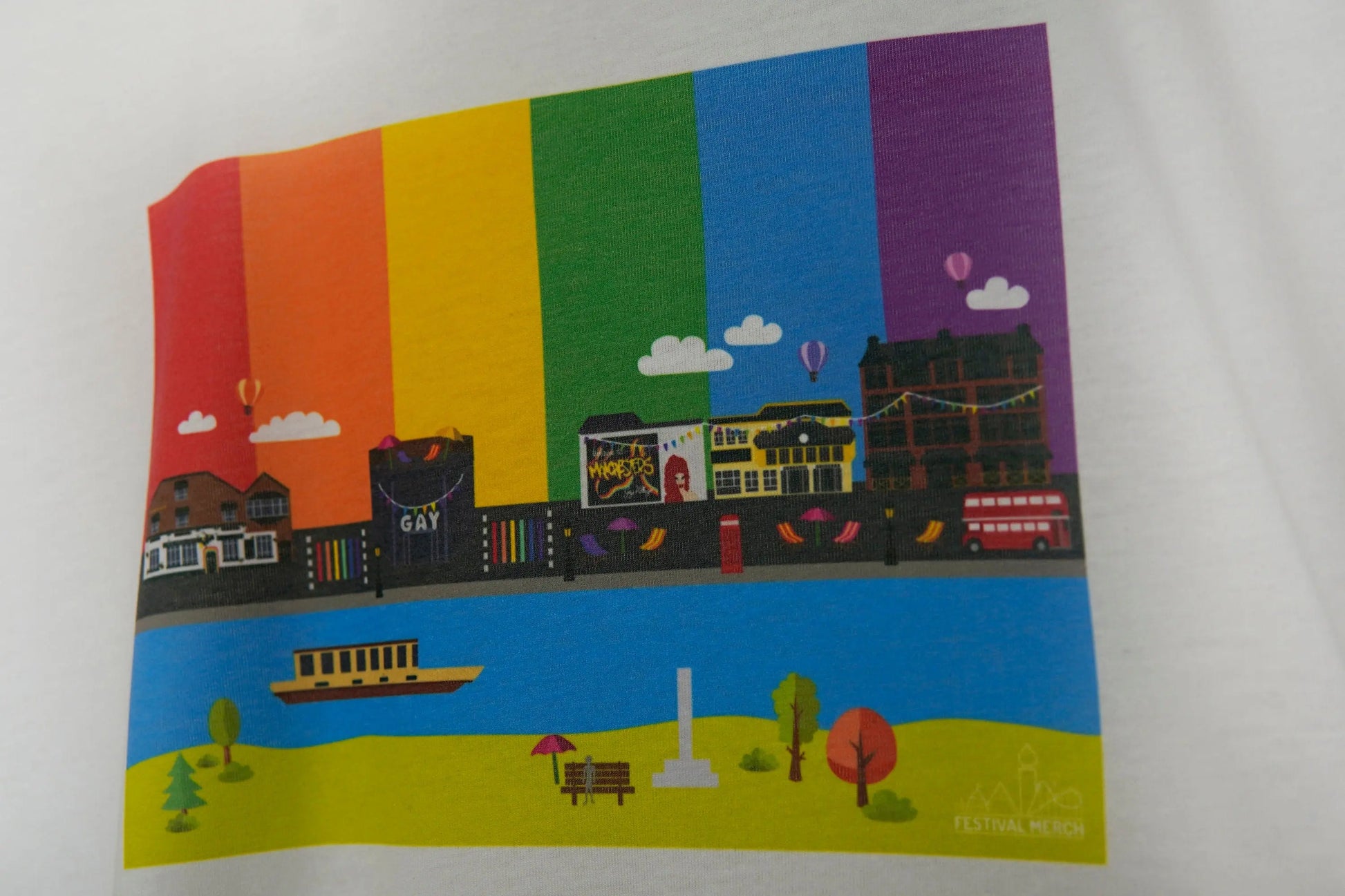 Pride T shirt Manchester Pride UK - Canal street Gay Village Print - Premium Quality - rainbow flag lgbt gay bi transgender lesbian