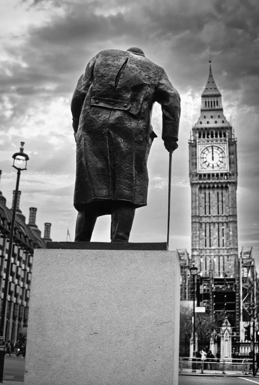 London Premium Travel Prints - Big ben Winston Churchill London Wall hangings home decor Art - Black and white - A4 A3 A2 - Festival Merch
