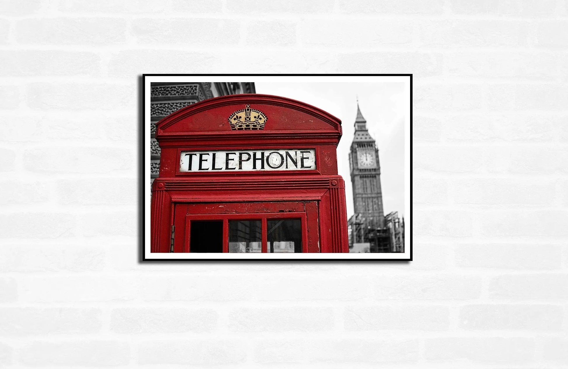 London Premium Travel Prints - London Eye Telephone box Wall hangings home decor Art - Black and white - A4 A3 A2 - Festival Merch