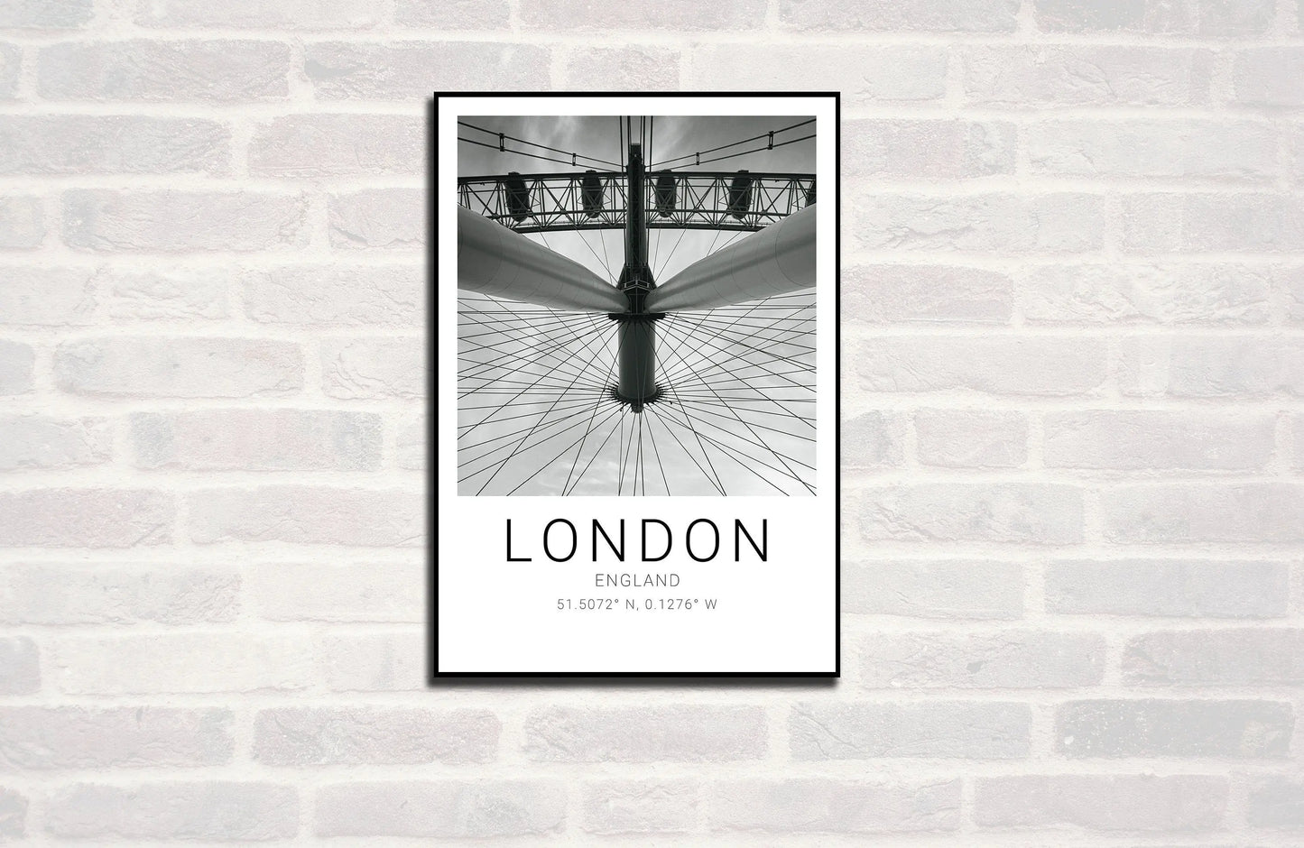 London Premium Travel Prints View of London - Wall hangings home decor Art - Black and white - A4 A3 A2 - Festival Merch