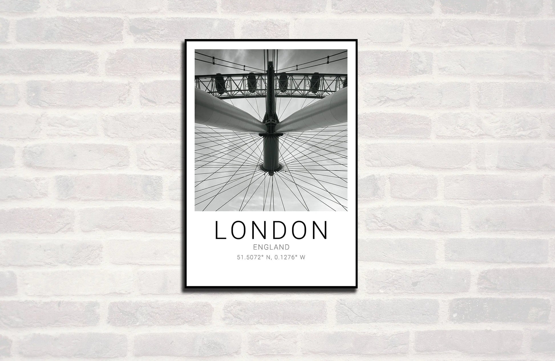 London Premium Travel Prints View of London - Wall hangings home decor Art - Black and white - A4 A3 A2 - Festival Merch