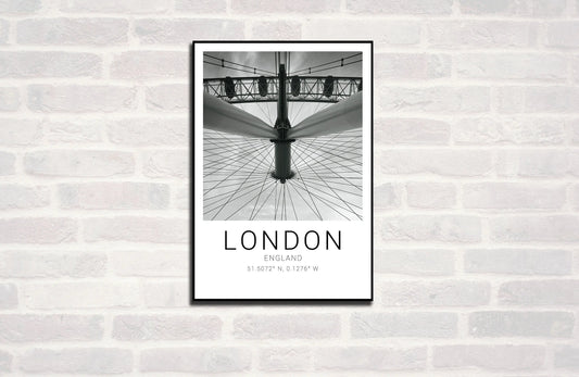 London Premium Travel Prints View of London - Wall hangings home decor Art - Black and white - A4 A3 A2 - Festival Merch