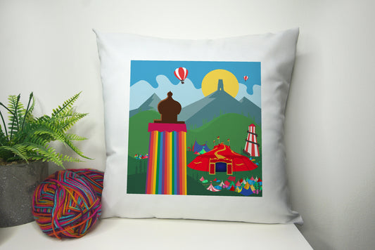 Glastonbury Festival Cushion Cover 40cm by 40cm Polyester - No filling - (Unofficial)   inspired Pillowcase - Festival Merch