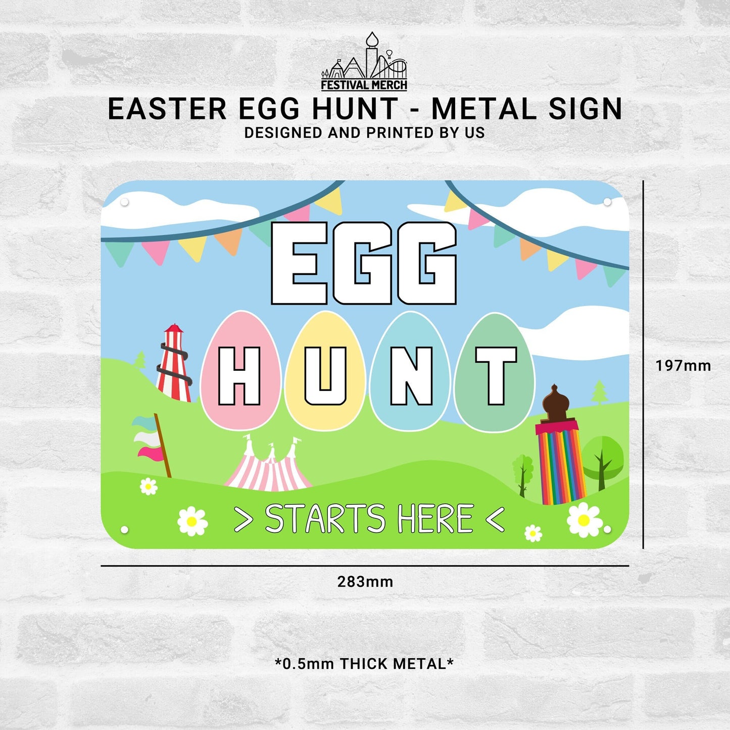 Easter Egg Hunt Metal Sign (Indoor/Outdoor use) - Kids parties Fun bunny Sunday Easter weekend children sign happy easter  - Festival Merch