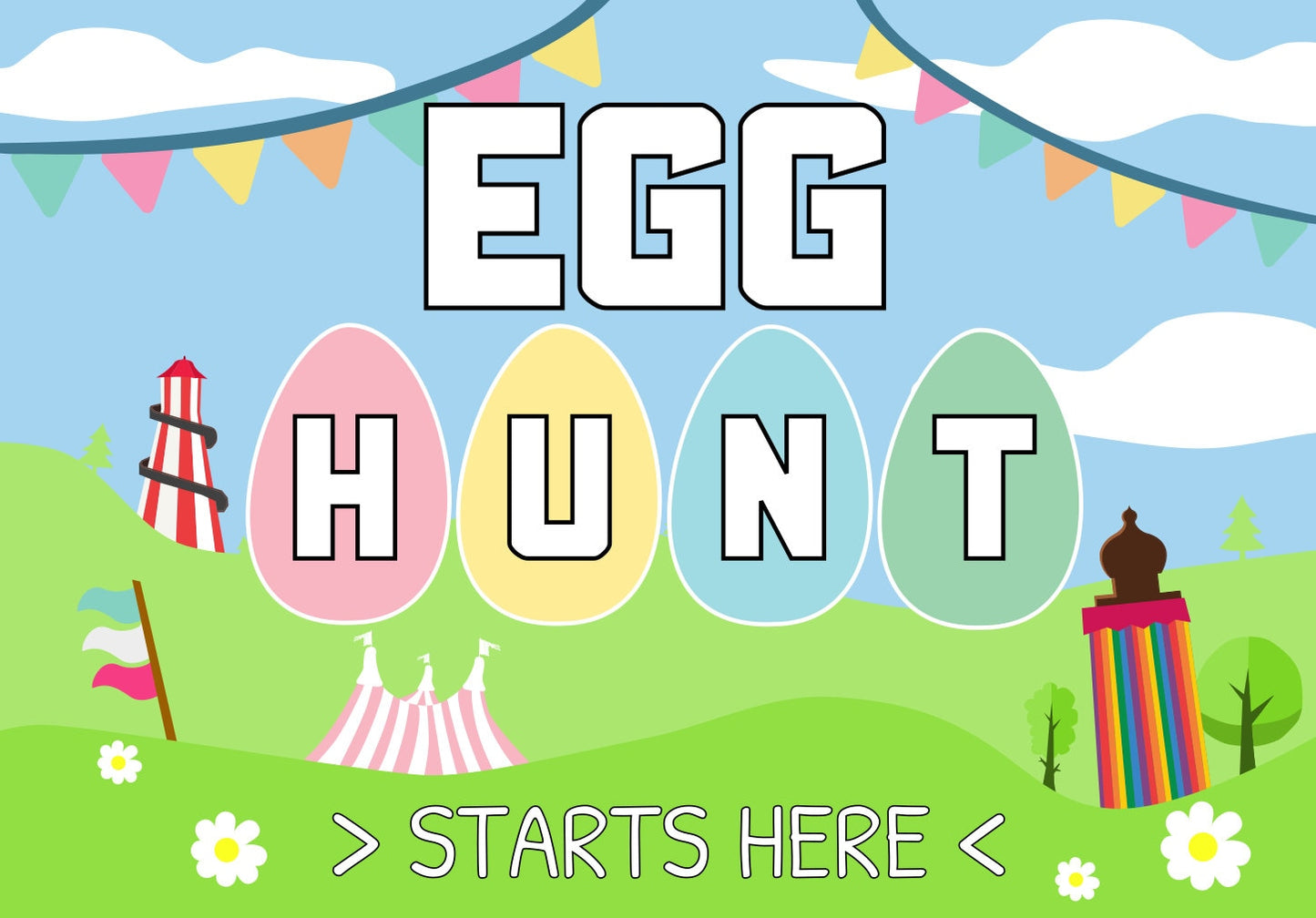 Easter Egg Hunt Metal Sign (Indoor/Outdoor use) - Kids parties Fun bunny Sunday Easter weekend children sign happy easter  - Festival Merch