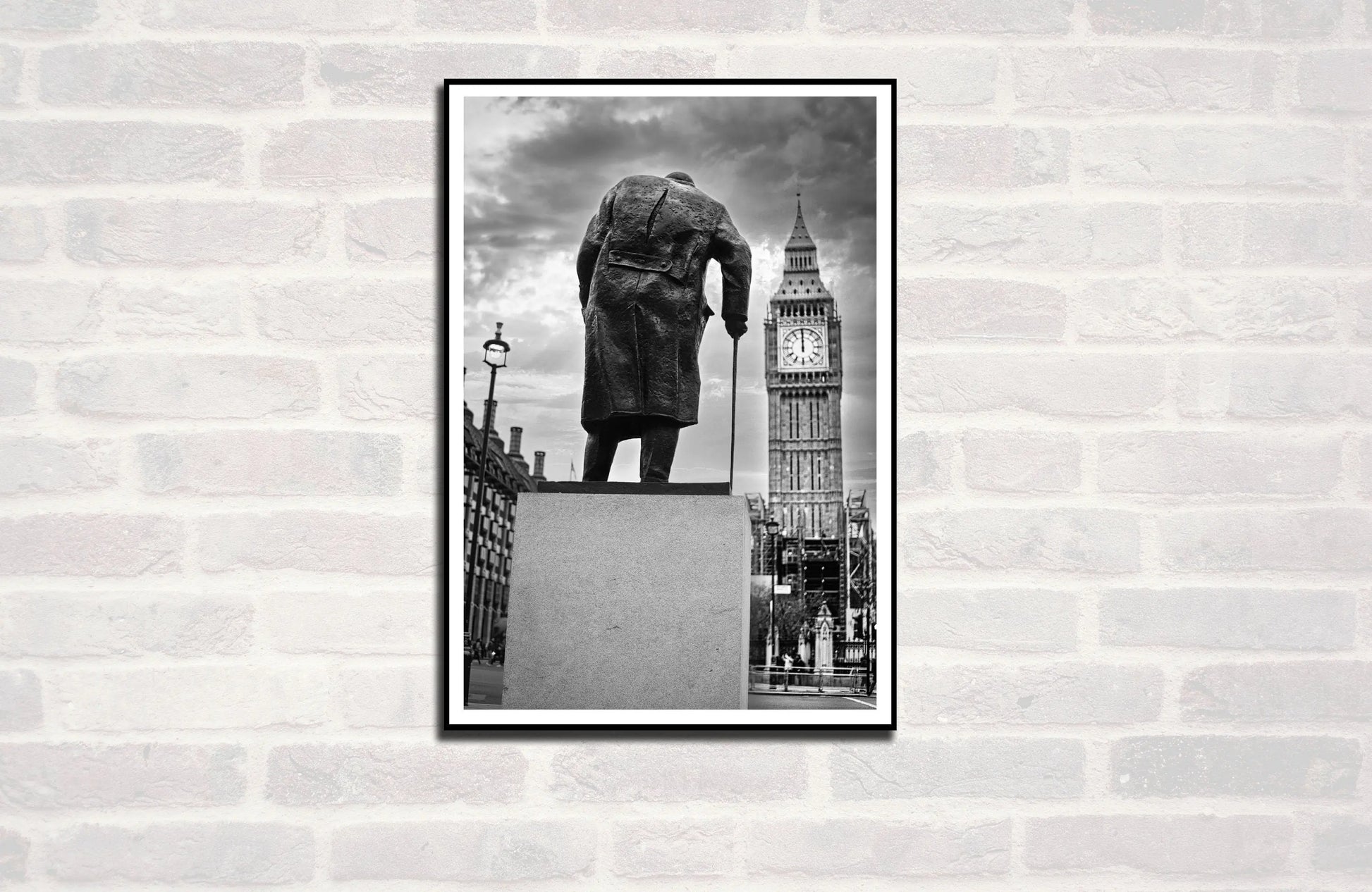 London Premium Travel Prints - Big ben Winston Churchill London Wall hangings home decor Art - Black and white - A4 A3 A2 - Festival Merch