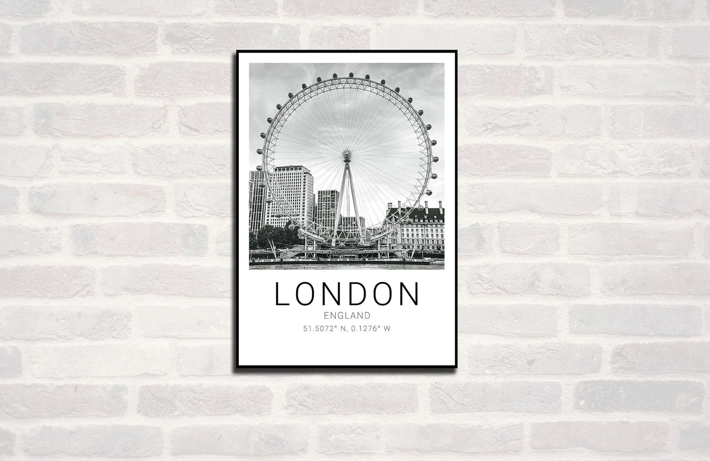 London Premium Travel Prints View of London - Wall hangings home decor Art - Black and white - A4 A3 A2 - Festival Merch