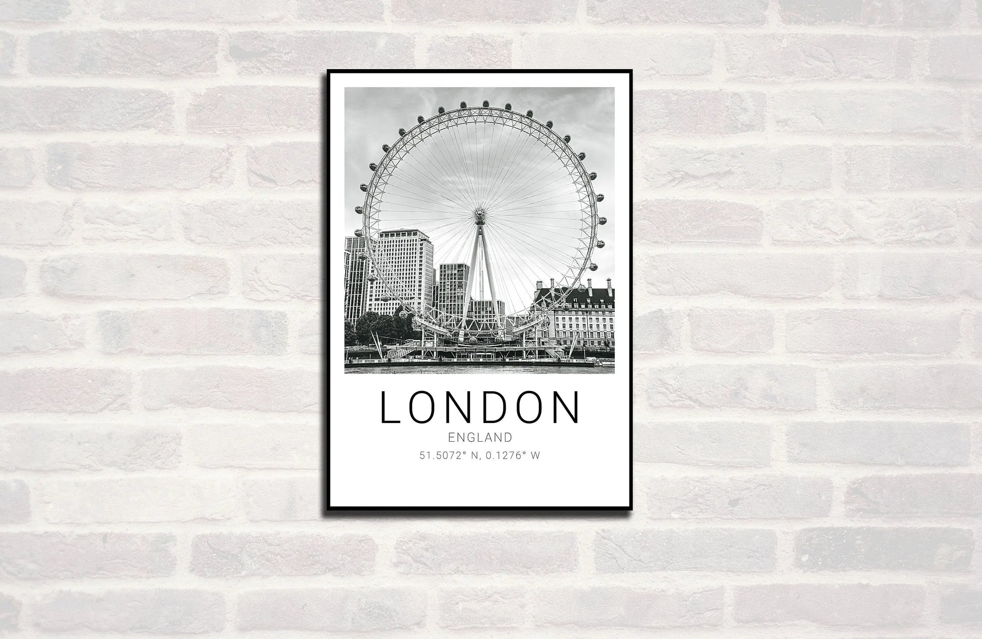 London Premium Travel Prints View of London - Wall hangings home decor Art - Black and white - A4 A3 A2 - Festival Merch