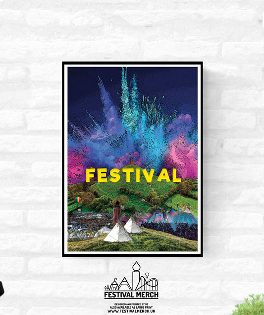Personalisable Art - Premium Glastonbury Festival Print (Unofficial) - A4 A3 A2 - Inspired Glasto Music Poster - Festival Merch