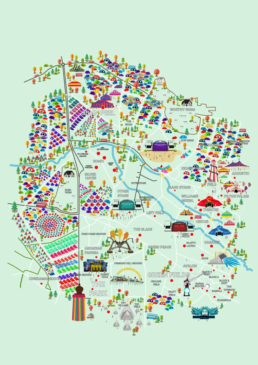 Personalisable Premium Glastonbury Festival Map 2022 (Unofficial) - A4 A3 A2 - Print poster - Inspired music festival - Festival Merch