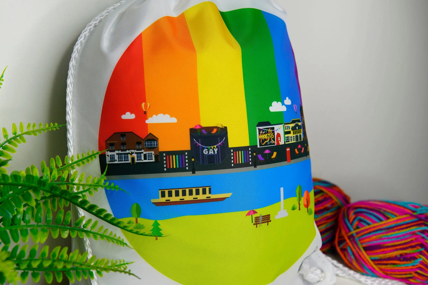 Rainbow Flag Pride Bag - Canal Street Manchester UK Pride Bag Draw String Bag - LGBT Lesbian Gay Bi Transgender - Festival Merch