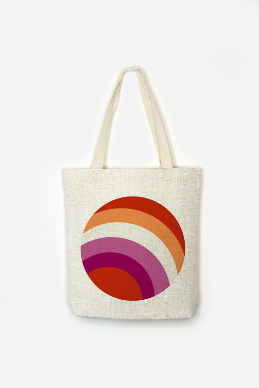 Lesbian Flag Tote Bag - Premium Linen Cotton Canvas - Subtle Pride Flag LGBT - Festival Merch
