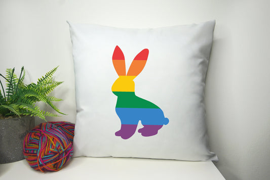 ANY FLAG Customisable Pride Cushion Cover Rabbit Shape 40cm by 40cm - No filling - Rainbow Pillowcase - Festival Merch
