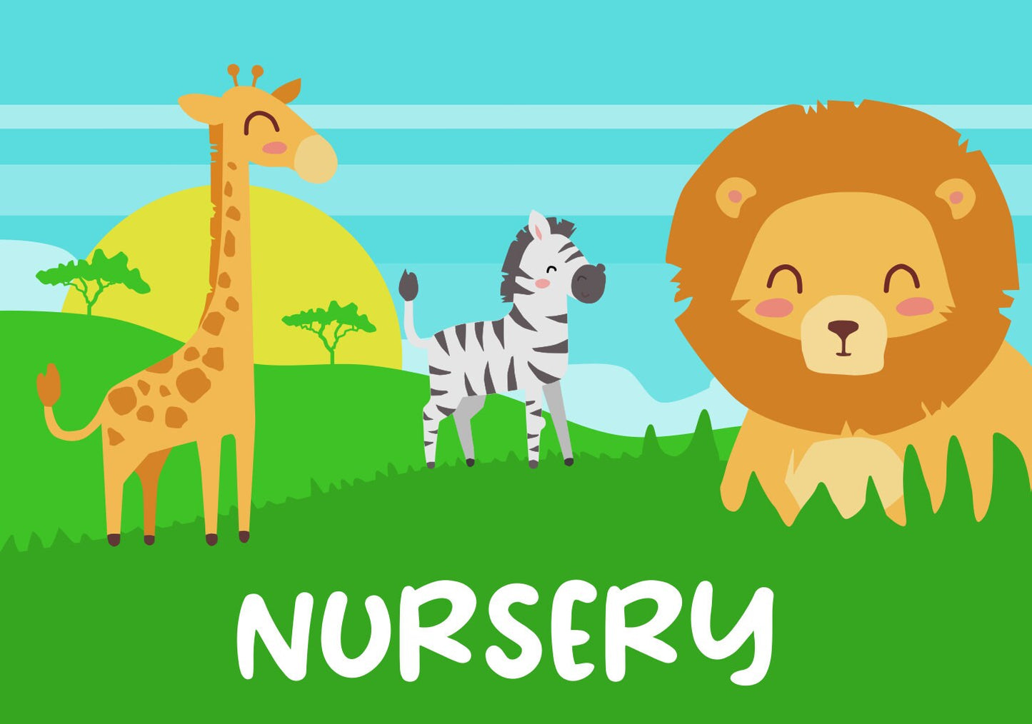 ANY NAME - Personalised Childs Bedroom Door Sign - Animal Zoo Lion Giraffe zebra - Children's Door Sign Kids Bedroom - New born Baby Gift