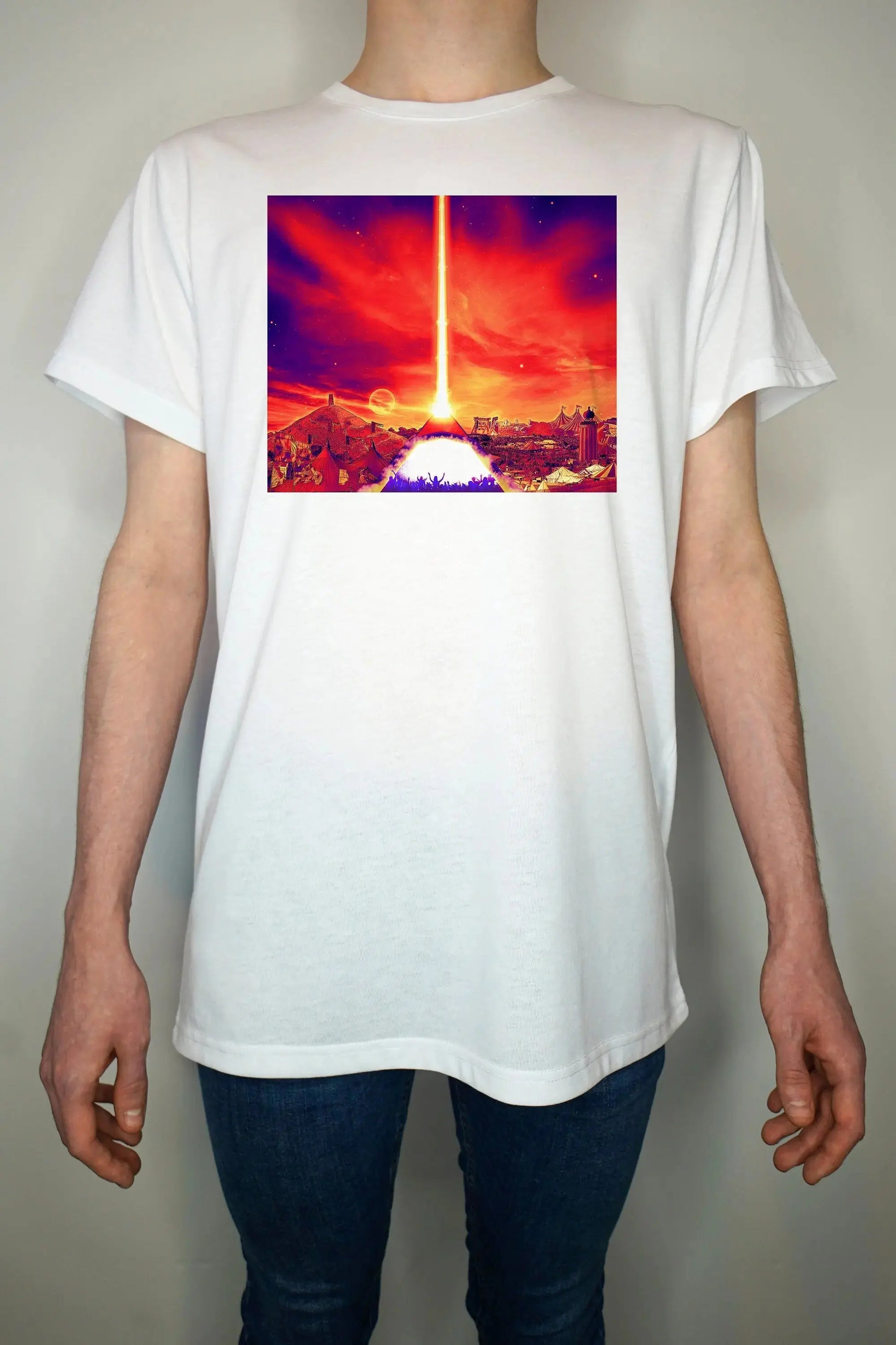 Glastonbury Festival Inspired T Shirt (unofficial) Hand made - Light weight Summer 65/35 Polyester Cotton - inspired glasto