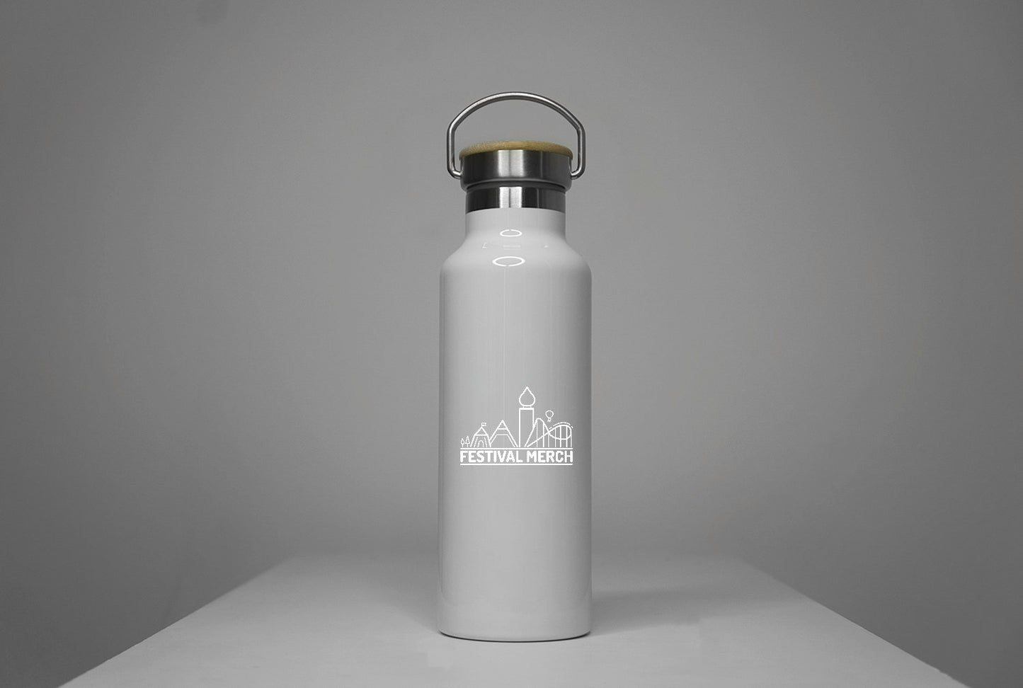 Premium Sublimation blank - 600ml Steel Bottle with bamboo lid with box - Hot and cold bottle
