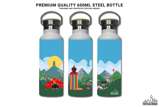 Glastonbury Festival Inspired Water Bottle (Unofficial) - Day time Pyramid Stage Glasto - Premium Quality music festival  - Festival Merch