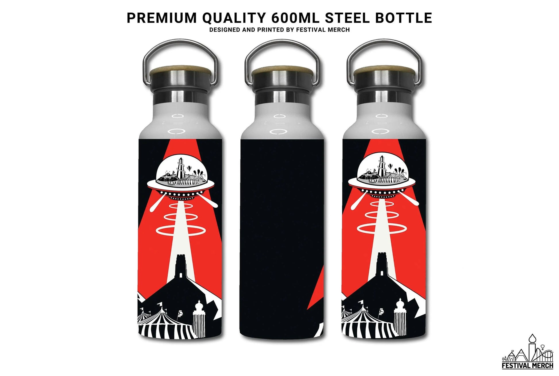 Glastonbury Festival Inspired Water Bottle (Unofficial) - Festival Pyramid Stage Glasto - music festival Premium Quality - Festival Merch
