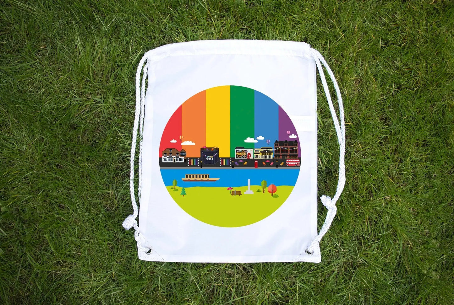 Rainbow Flag Pride Bag - Canal Street Manchester UK Pride Bag Draw String Bag - LGBT Lesbian Gay Bi Transgender - Festival Merch