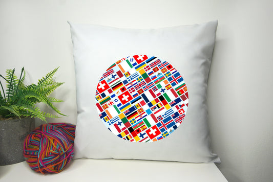 Eurovision Inspired Cushion Cover 40cm by 40cm - No filling - Song Contest Party European Flags Home Decor Pillowcase - Festival Merch