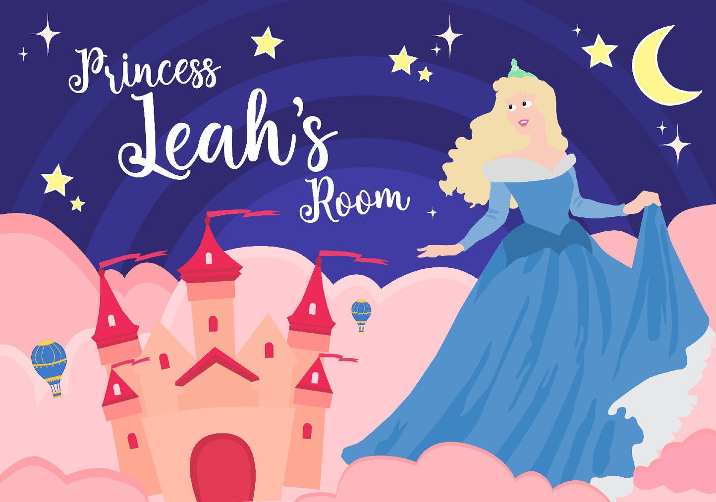 ANY NAME - Personalise childs bedroom door sign - Princess theme gift - Children's Door Sign Kids Bedroom Girls Room Nursery art