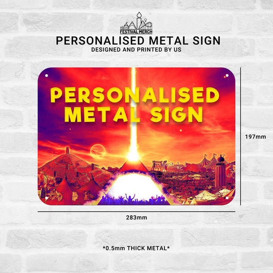 Personalised Music Festival Metal Sign (0.5mm Thick) - Customise Words - (unofficial) Glastonbury glasto parklife download  - Festival Merch