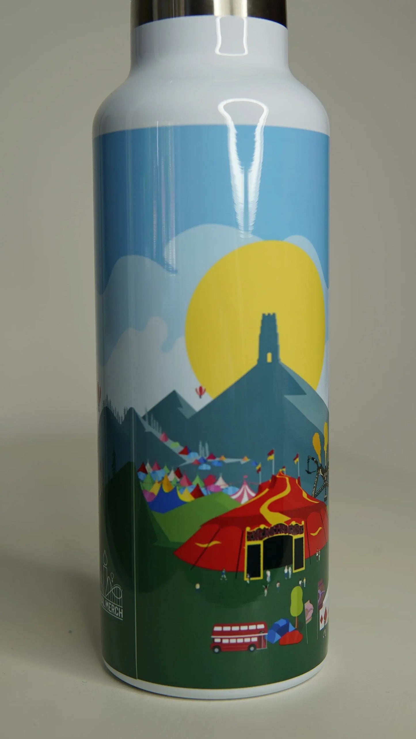 Glastonbury Festival Inspired Water Bottle (Unofficial) - Day time Pyramid Stage Glasto - Premium Quality music festival - Festival Merch