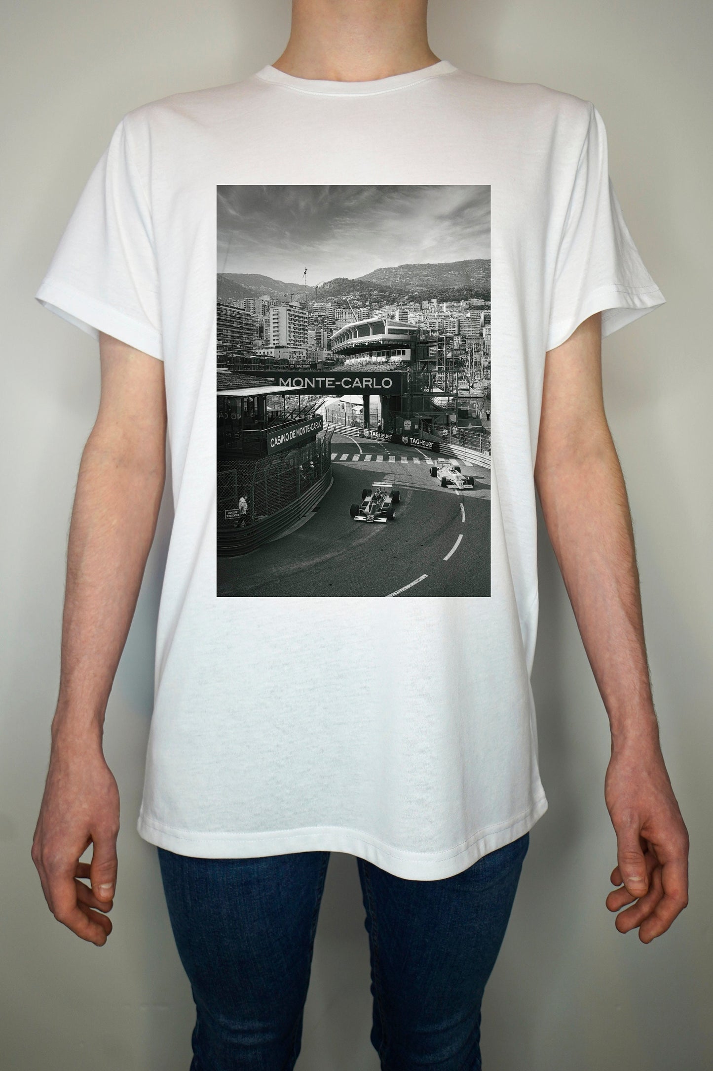 Black and White Premium Quality Motorsport T shirt - Monaco Historique (Unofficial) -  Historic Monte Carlo French Riviera