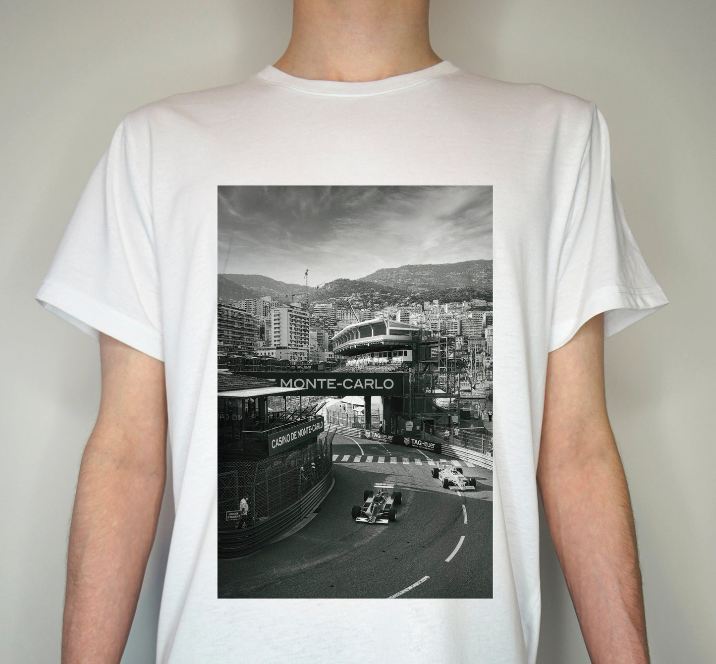 Black and White Premium Quality Motorsport T shirt - Monaco Historique (Unofficial) -  Historic Monte Carlo French Riviera