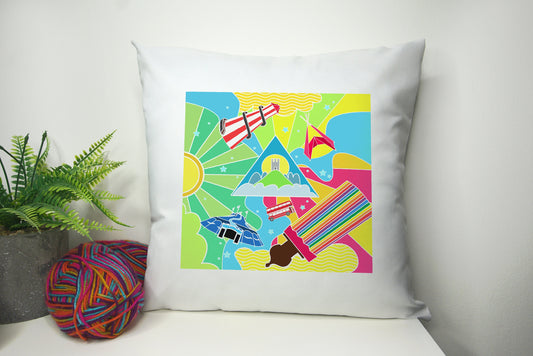 Cushion Cover 40cm by 40cm Polyester - No filling - Theme "Time warp" (Unofficial) Glastonbury Festival inspired Pillowcase - Festival Merch