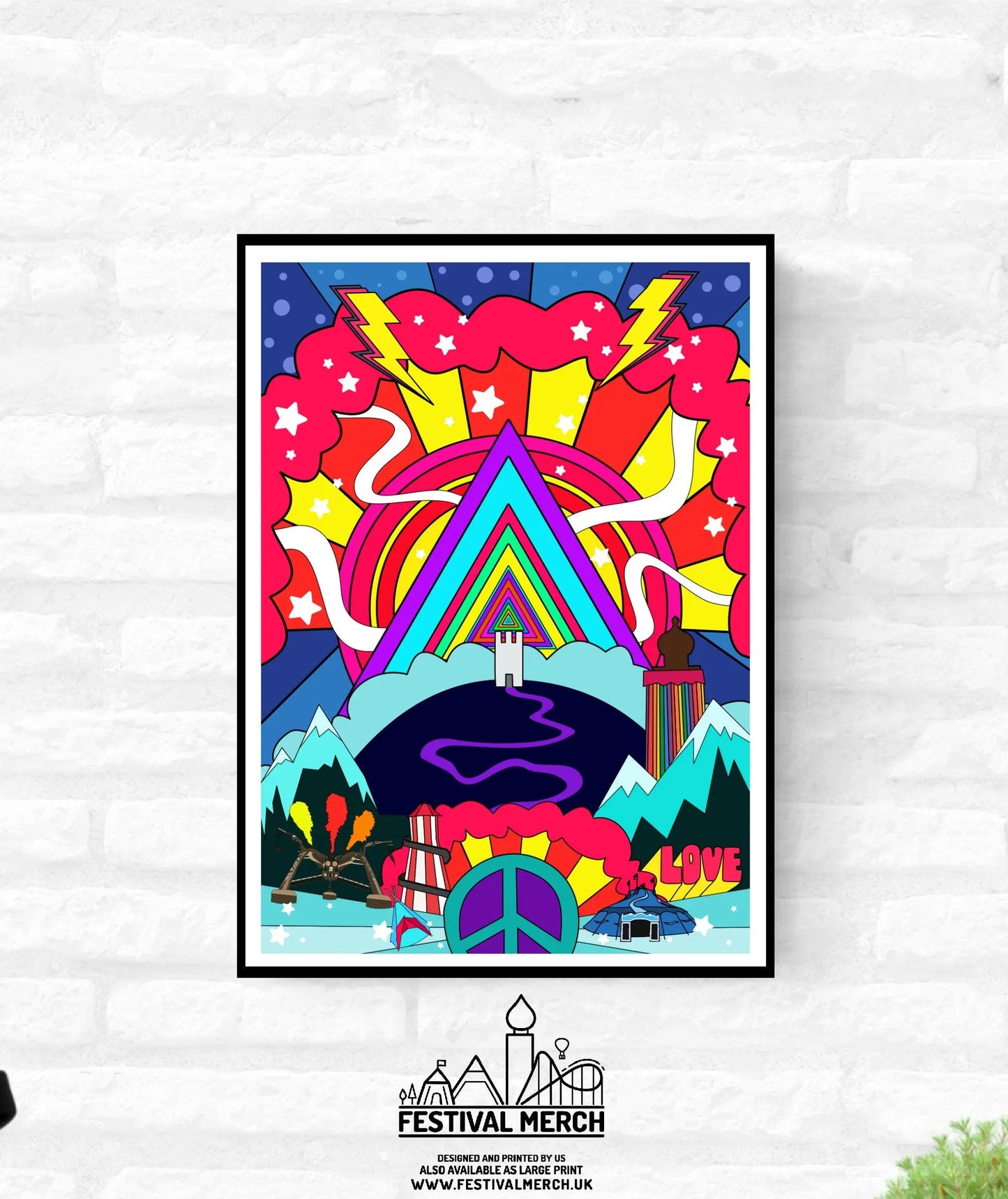 Glastonbury Festival Inspired Art (Unofficial) - A4 A3 A2 - Music Print poster - Retro Theme - Festival Merch