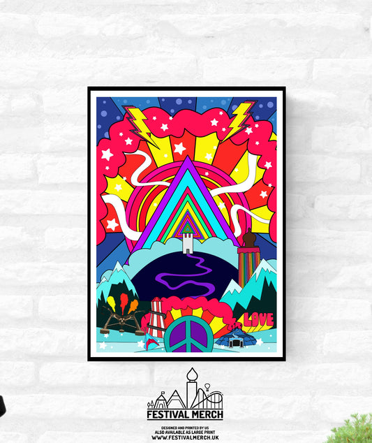 Glastonbury Festival Inspired Art (Unofficial)  - A4 A3 A2 - Music Print poster - Retro Theme - Festival Merch