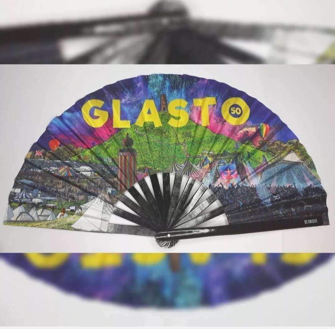 Limited Edition - Last Chance to Buy - Glastonbury Festival Inspired Clack Fan - GIANT 60CM Size - Premium Quality Hand Fan - Festival Merch