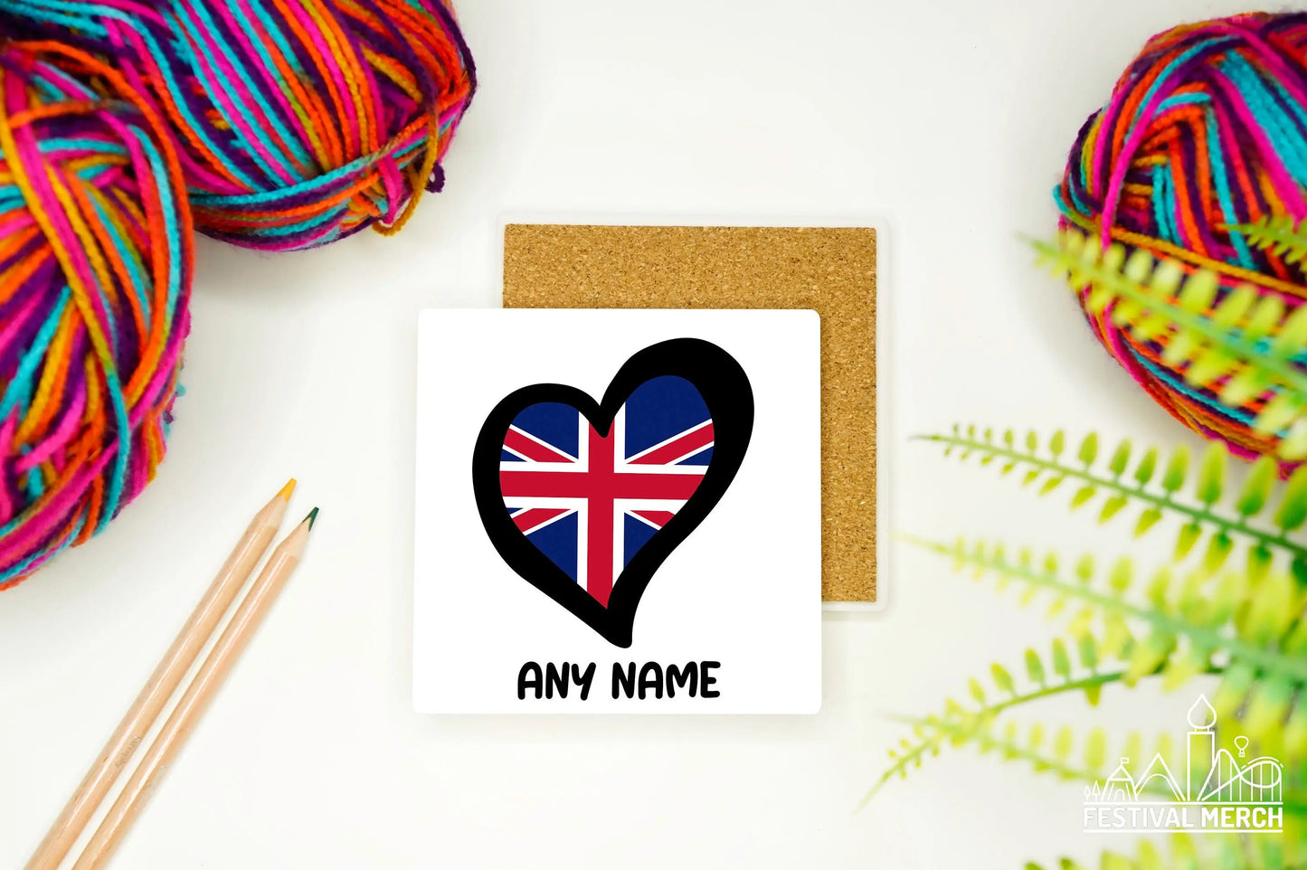 Personalised - Any Flag & Any Name - Eurovision Song Contest Inspired Ceramic Coaster (Unofficial) Premium quality with a cork base