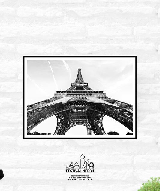 8 Paris Travel Prints - Black and White - City Skyline Eiffle Tower France summer -  Office Home Decor - A4 A3 A2 - Festival Merch