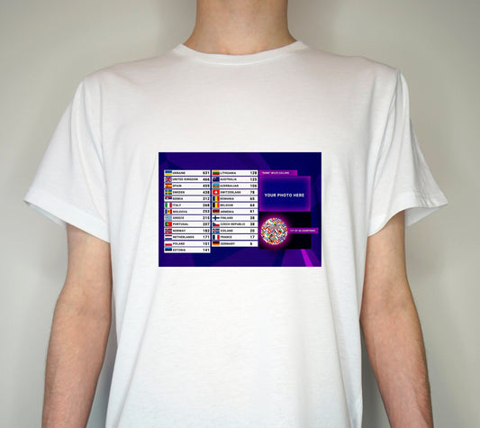 Eurovision T shirt (Unofficial) Inspired Design "Name" Is calling Results board - Premium Quality Summer Light weight 65/35 Polyester Cotton