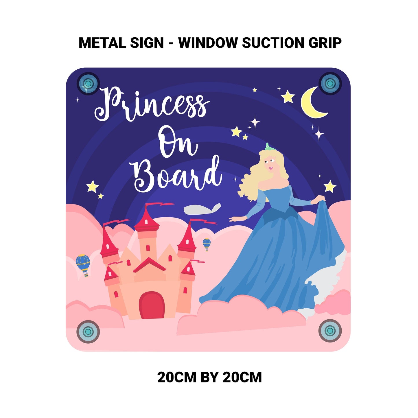 Personalised Princess on board - Baby On Board - 20cm metal sign - Child On board - car window sign