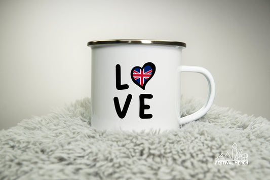 Personalised  12oz Camping Mug - (Any Flag) Eurovision Song Contest 2023 (Unofficial) Inspired - Enamel 350ml White Cup Travel Mug Music Fan