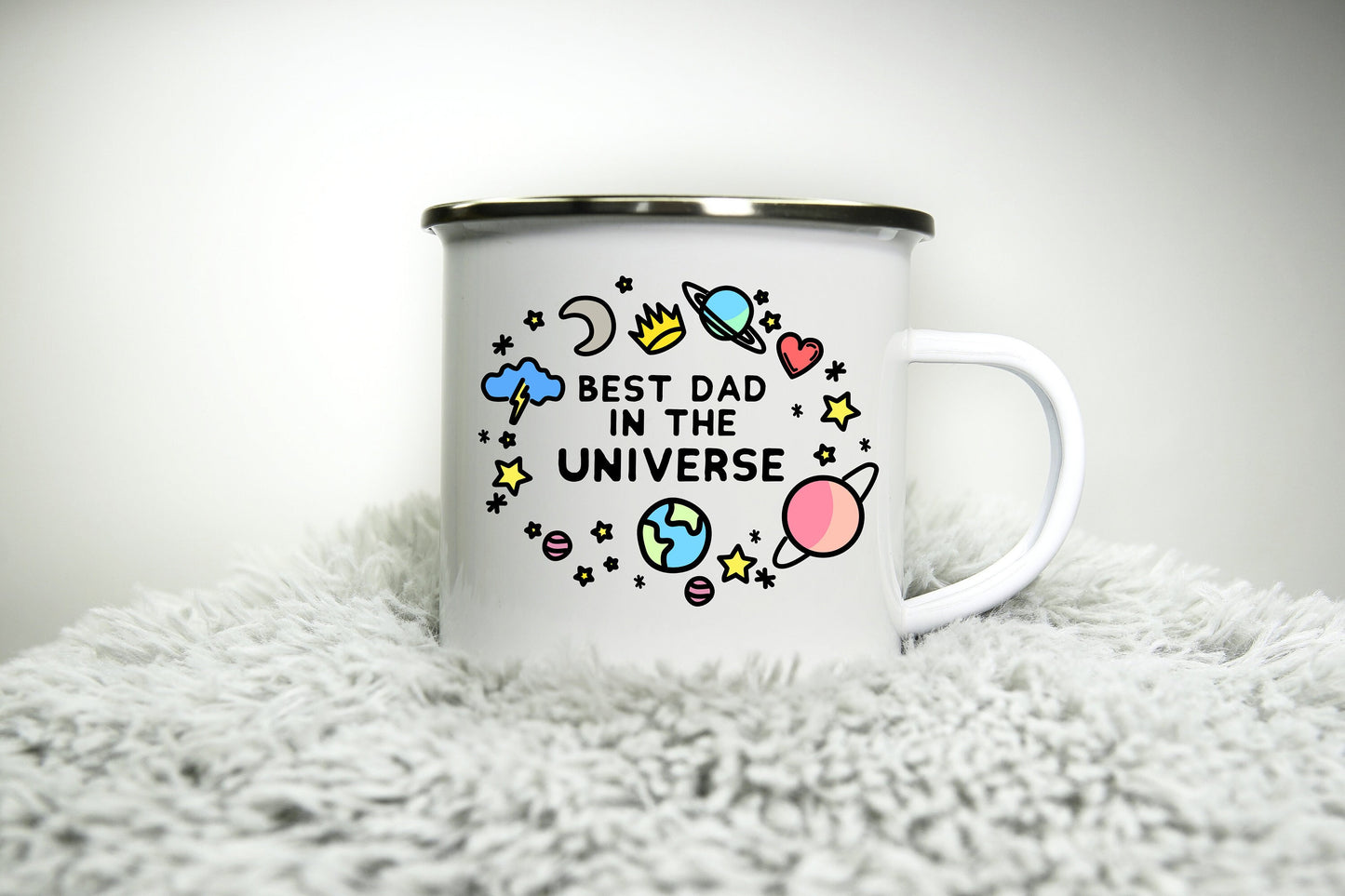 Best Dad in the Universe Mug - 12oz Camping Mug - Fathers Day Gift Birthday Anniversary Gift for Dad Cup Funny Fathers Best Dad Daddy Cute