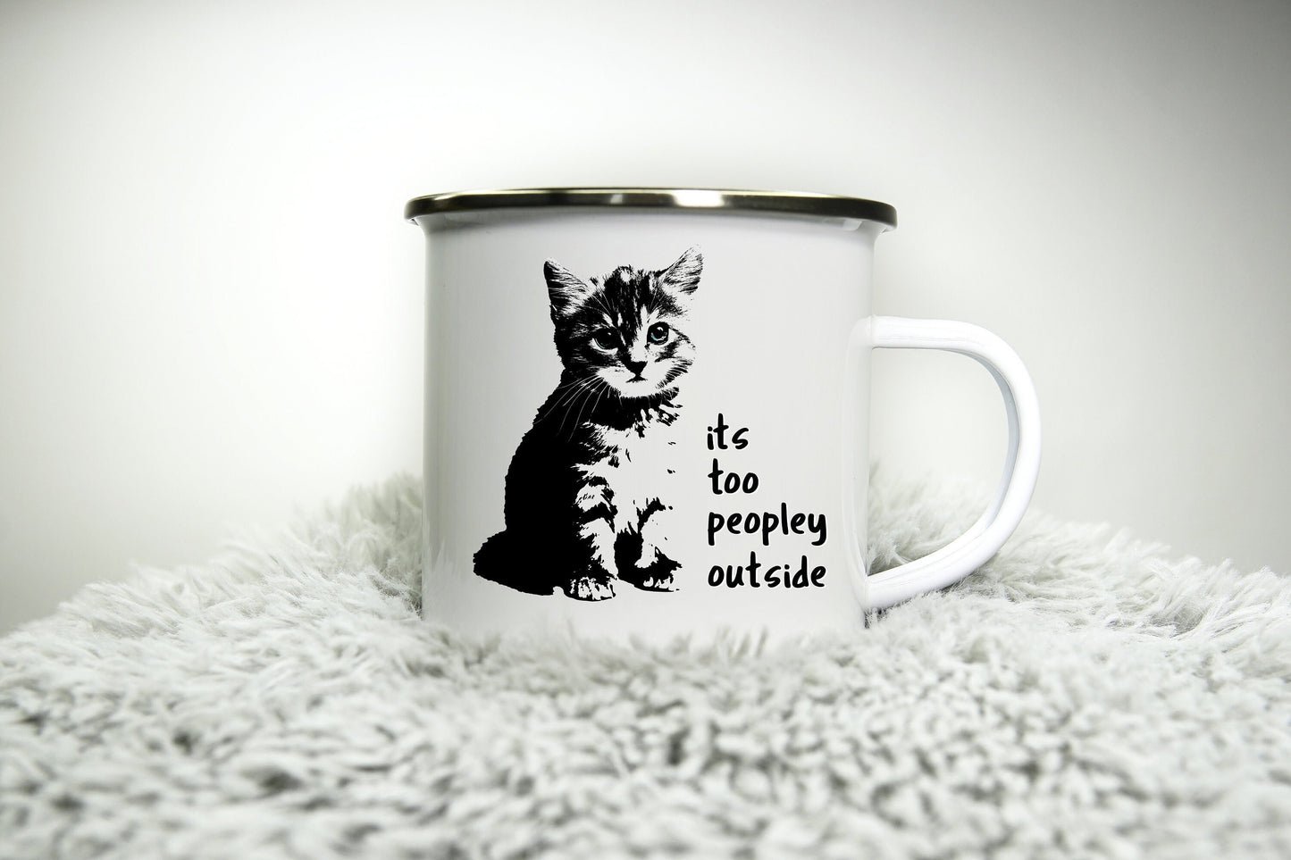 Its too Peopley outside - Cute Cat Mug - 12oz Camping Mug - Cat loving gift