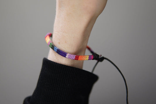 Rainbow bracelet - Hand-made LGBT Pride flag gay wrist and leg anklet colourful gift - For men & women - Pride friendship bracelet gift